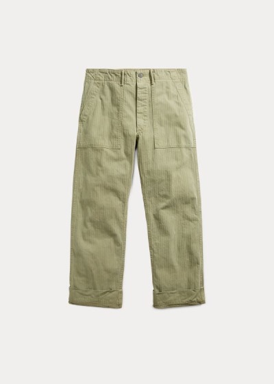 Pantalones Ralph Lauren Hombre Verde Oliva - Cotton Herringbone - VQDAK0631